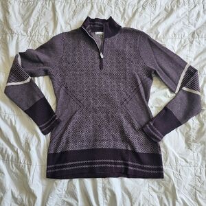 Smartwool Dacono Sparrow Heather Merino Wool Half Zip Sporty Sweater